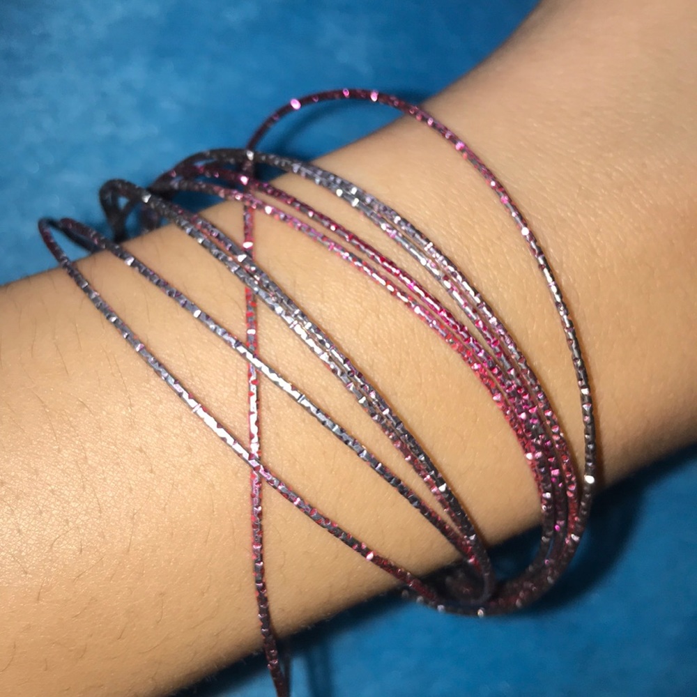 pink/silver bangle set